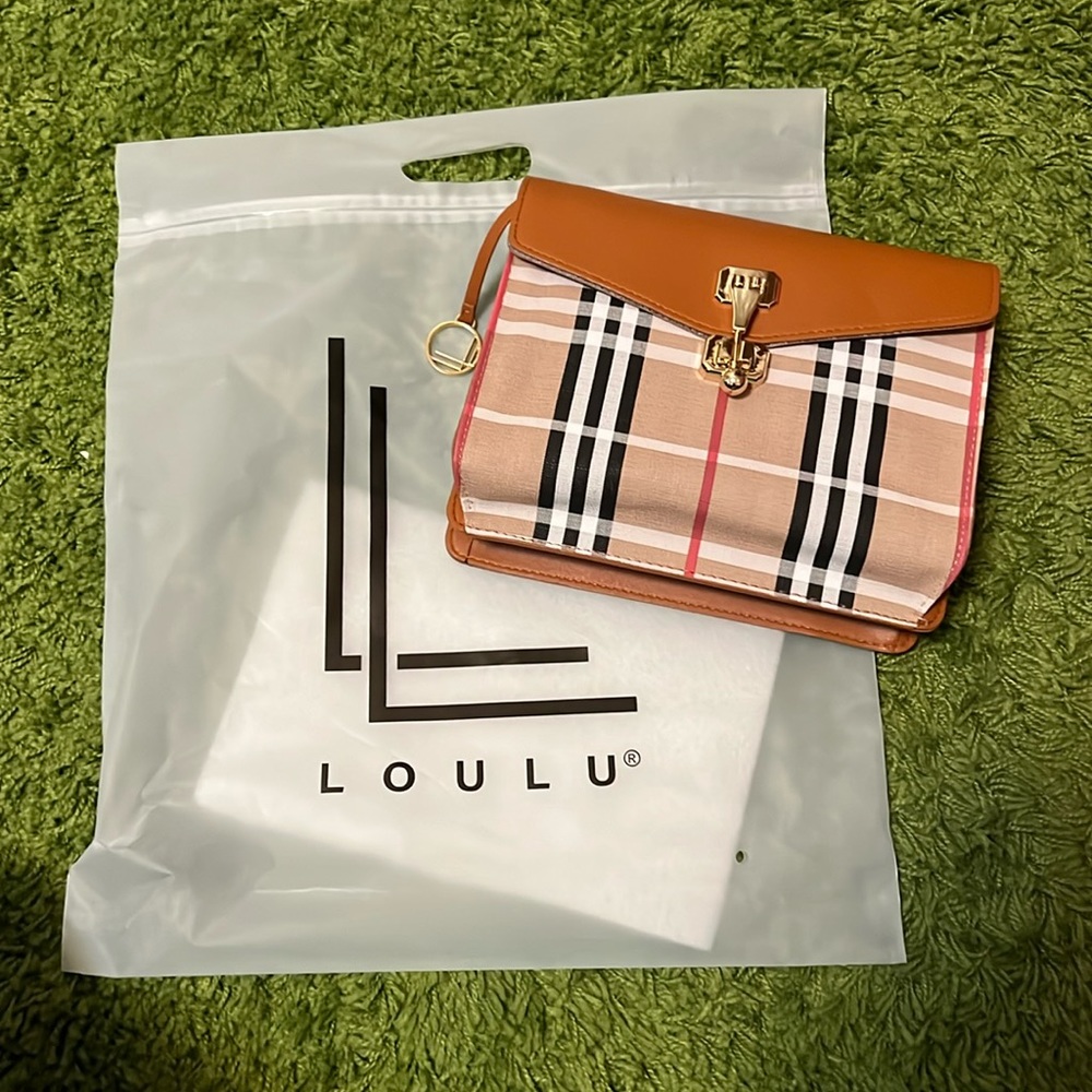 Ulu Brown and Pink Plaid Crossbody Bag